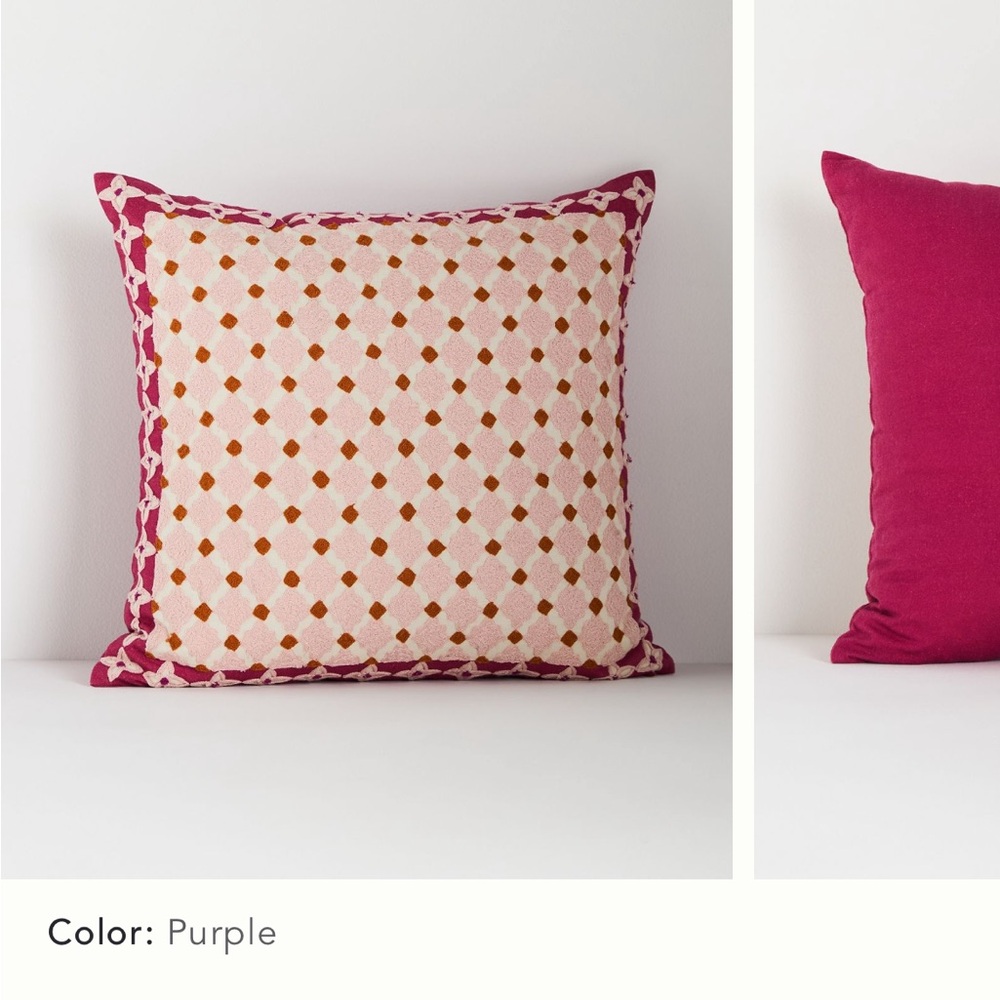 Anthropologie NWT “Sold Out” Freya Linen Embroidered Geometric Pillow